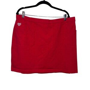 Dream Jeannes By Quacker Factory Red Skort With Rhinestone Heart Pocket Design